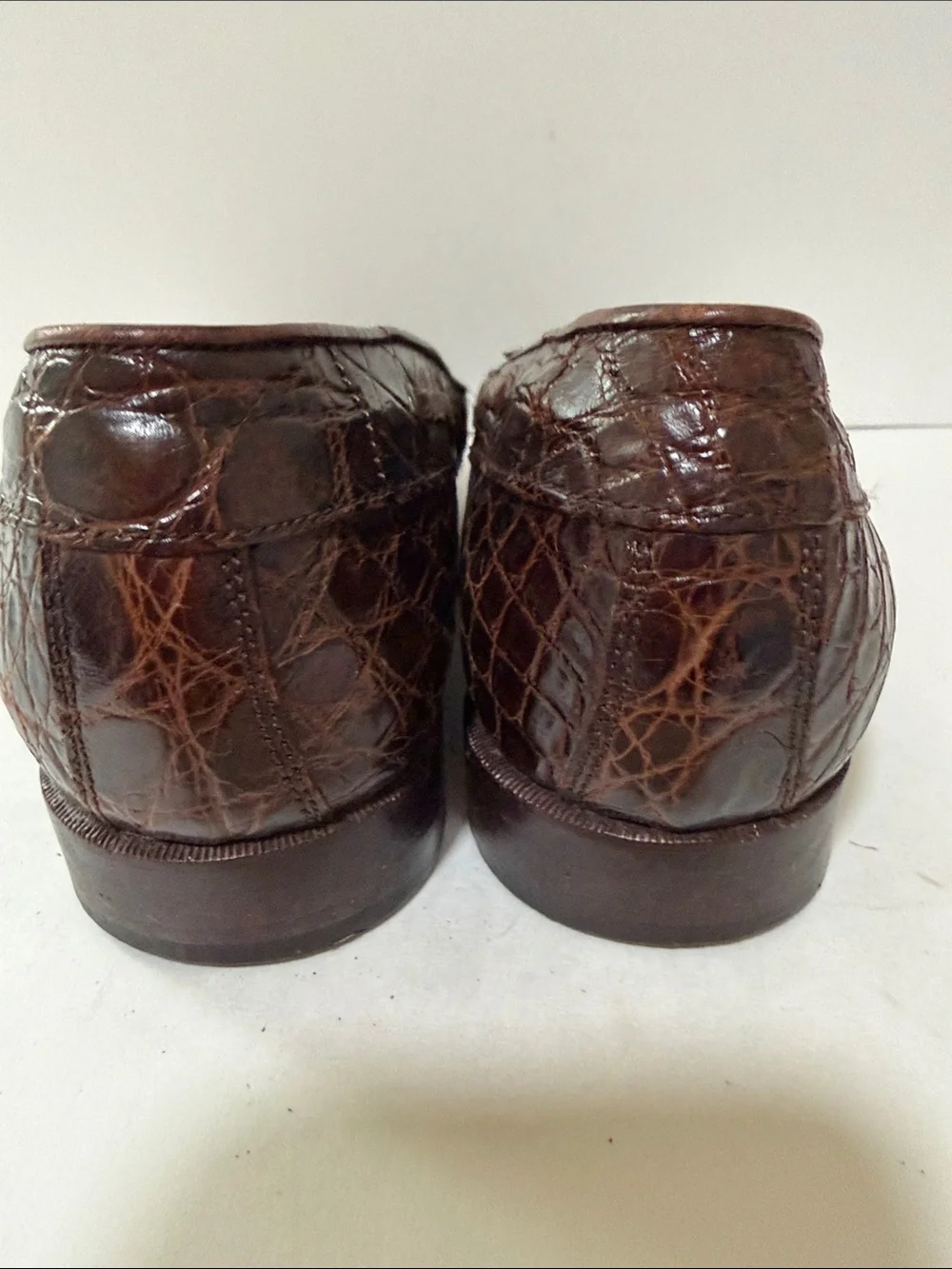 Vintage Ralph Lauren Dark Brown alligator skinLeather Loafers with Bow.